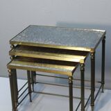 Set de 3 tables gigognes miroir 1950s