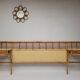 Rattan headboard with vintage bedside tables 1960