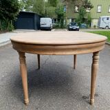 Table à manger art déco ronde ovale extensible rénovée en bois massif