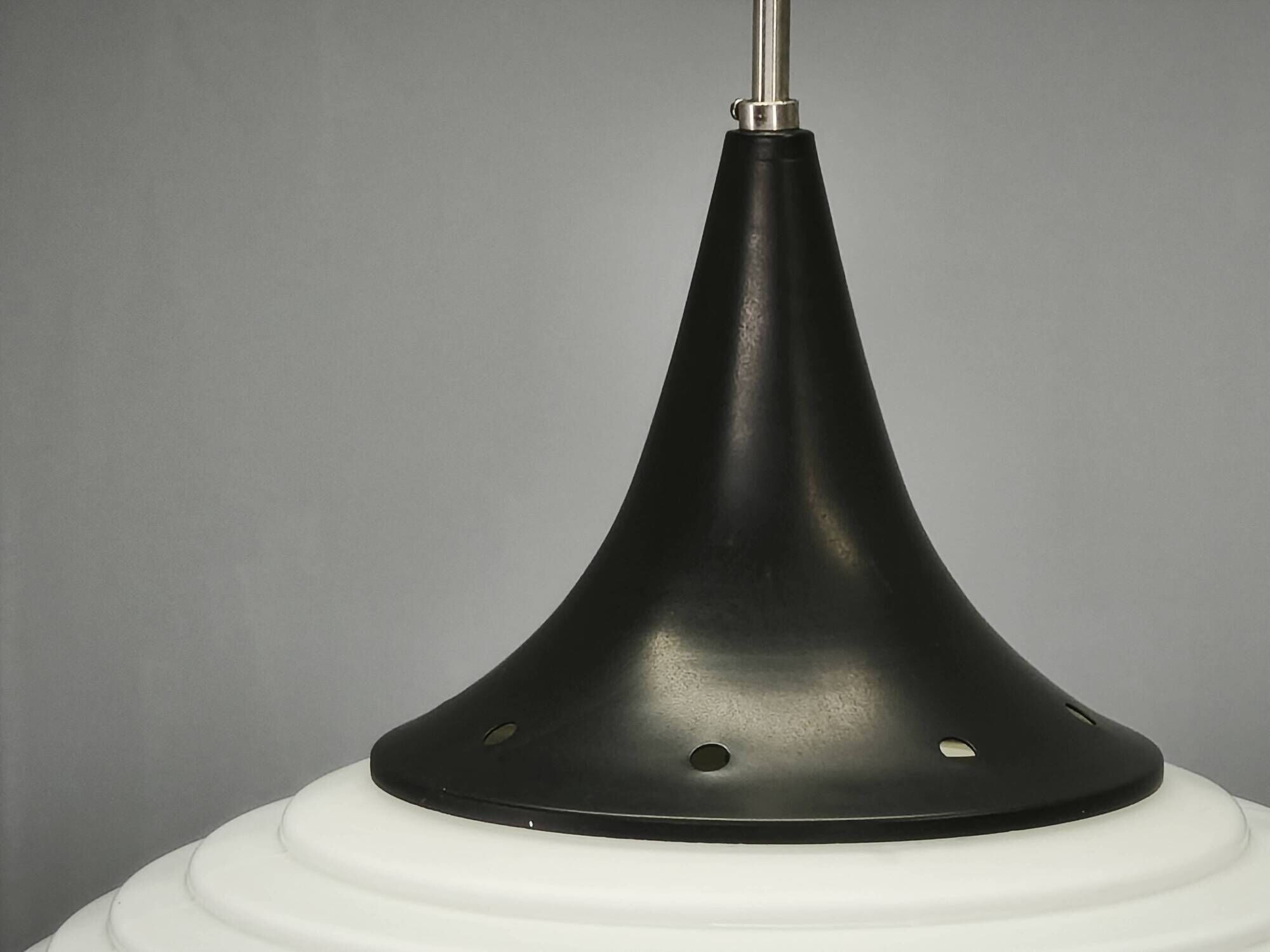 Pair of Space Age Opaline Glass Pendants, Czechoslovakia, 1970s
