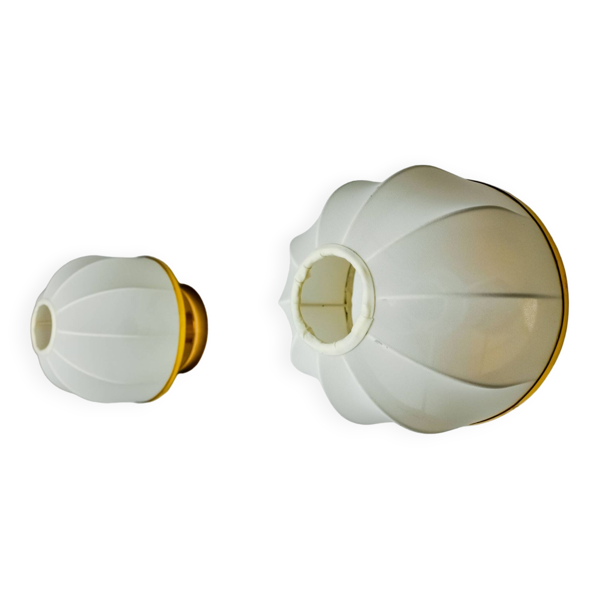 Pair of regency wall lights, pine and stretched canvas, italy, 1970