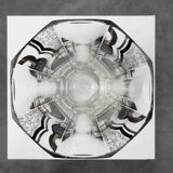 Art Deco Glass Vase with Black Graphic Decoration, France, circa 1940