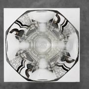 Art Deco Glass Vase with Black Graphic Decoration, France, circa 1940