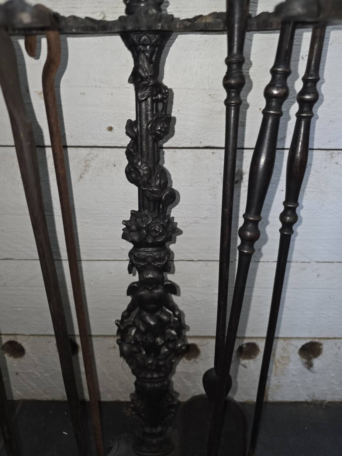 Antique cast iron fireplace set