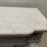 Louis XVI style fireplace in white Carrara marble, 19th century