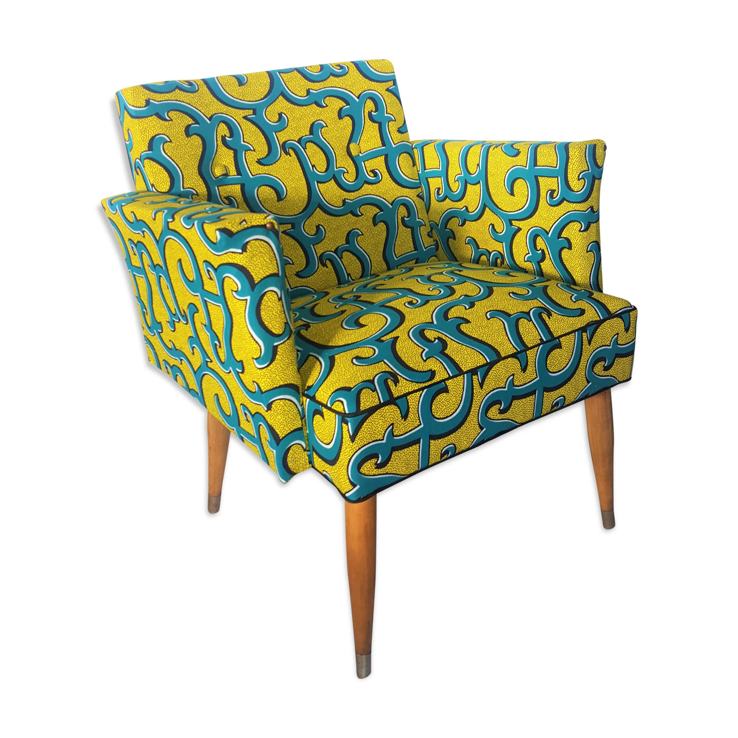 Rare cubic cocktail armchair of the years 50/redone