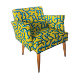 Rare cubic cocktail armchair of the years 50/redone