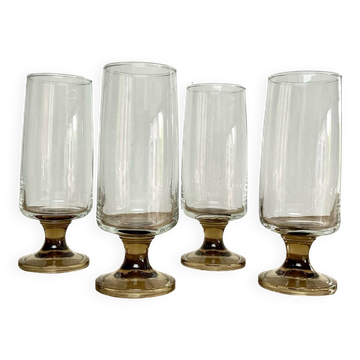 4 flutes with smoked glass feet