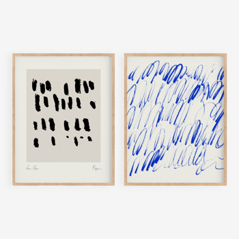 Pair of giclee prints, abstract wall art set of two