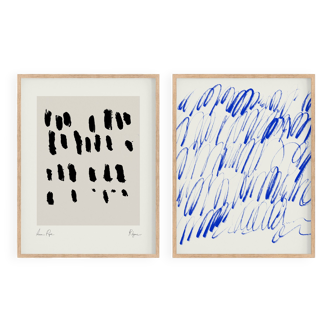 Pair of giclee prints, abstract wall art set of two