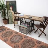 3x11 Dark Salmon Turkish Runner Rug, 85x336Cm SK 5476