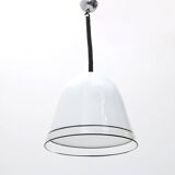 White glass ceiling light with black edges, 1970s.