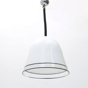 Plafonnier en verre blanc avec bords noirs, années 1970