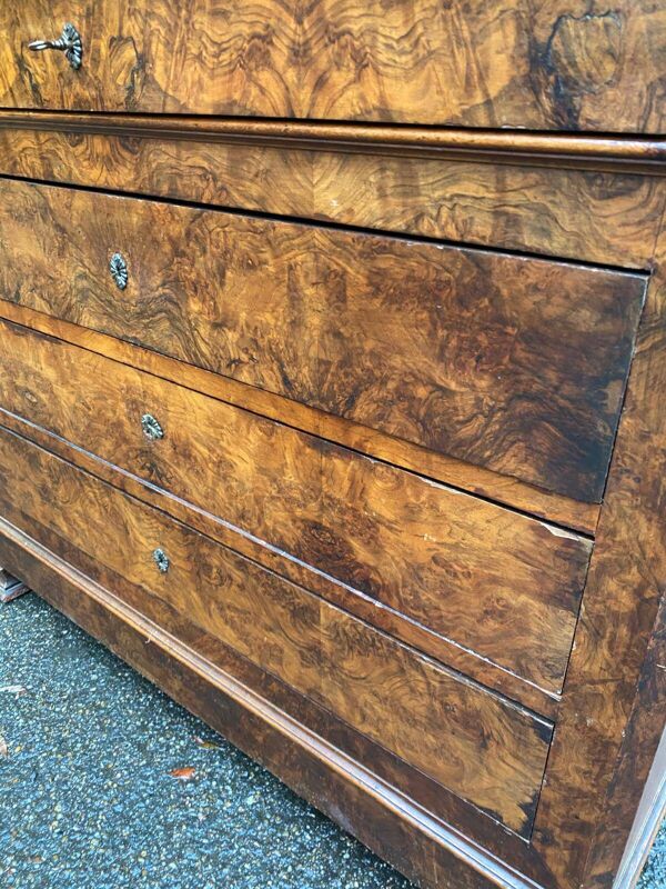 Commode vintage Louis Philippe en noyer massif du 19ème