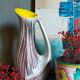 Free-form ceramic vase by R. Dupanier with abstract decoration from the 50s
