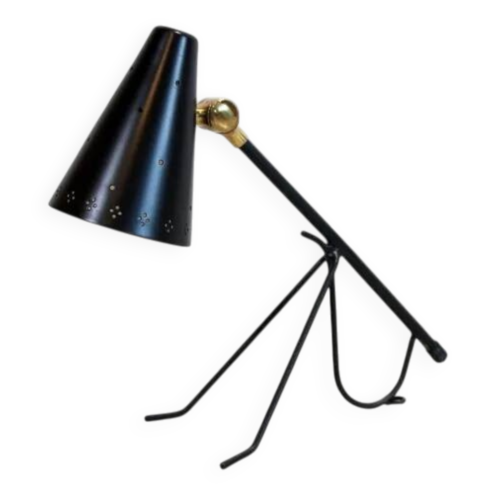 Black tripod table lamp by Falkenbergs Belysning, Sweden 1950s