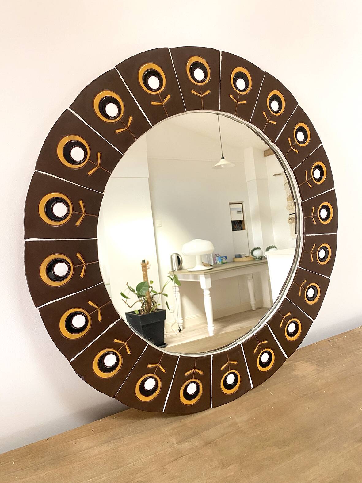 Large ceramic mirror from the 60s/70s.
