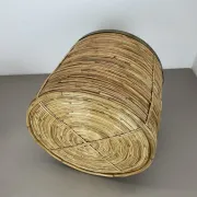 xl 31 cm, rare rattan and brass waste basket in the Crespi-Albini style, Italy 1970