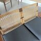 Hans Olsen 2-seater bench Juul Kristensen edition in teak and rattan