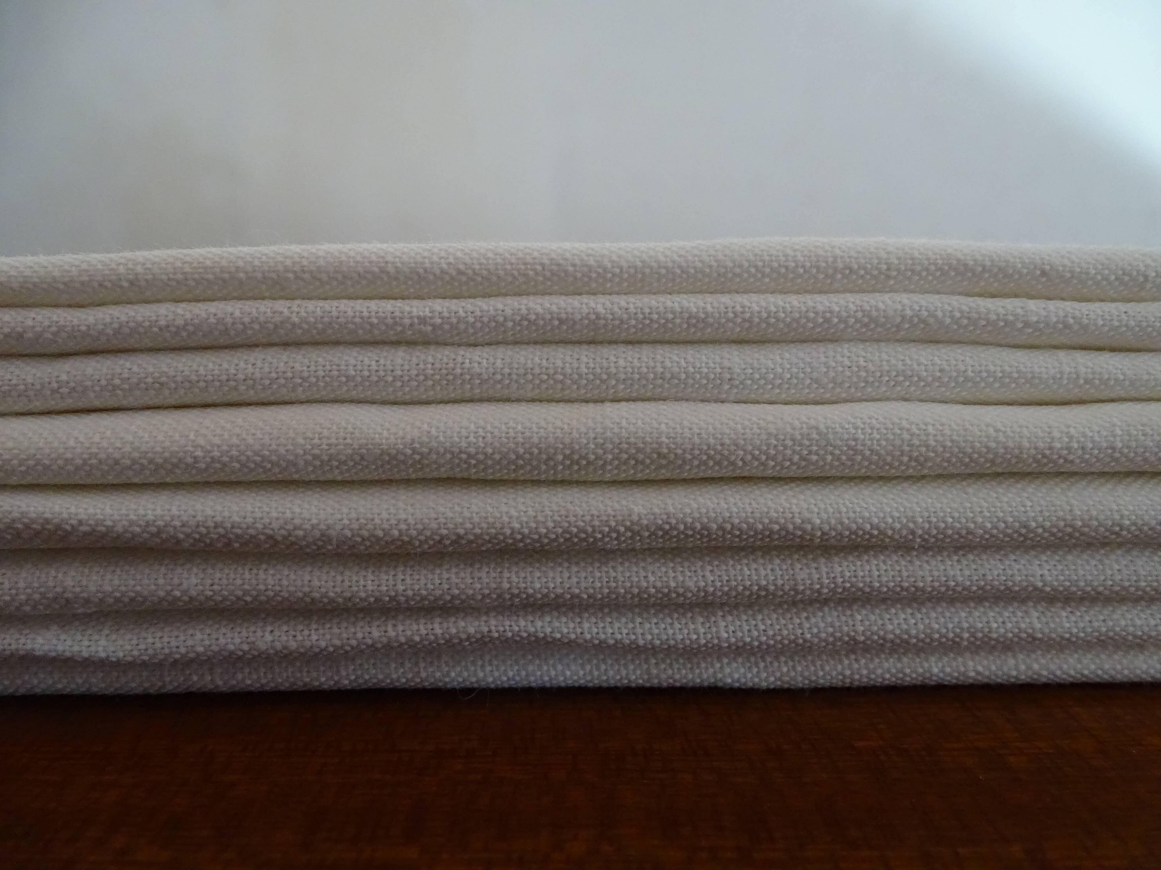 Drap plat "fleur bleue" lin toile métis 310 x 220 cm - blanc