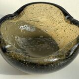 Cendrier en verre bulle ambré – design vintage années 60