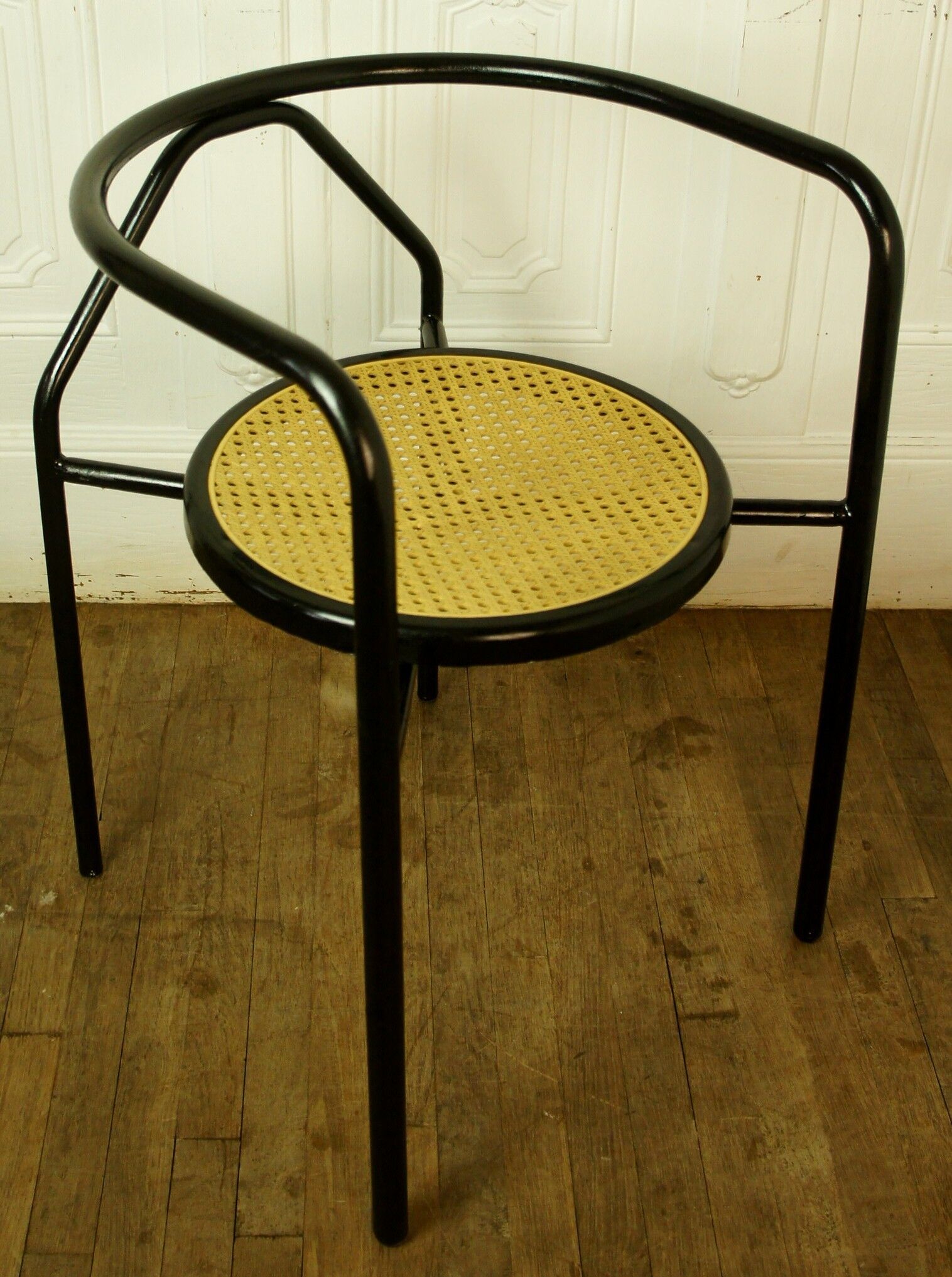 Set de 6 fauteuils minimalistes "Bauhaus" en métal & cannage