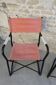 Pair of folding armchairs in metal and fabric 60s