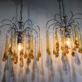 Lustre murano gouttes en cristal ambre