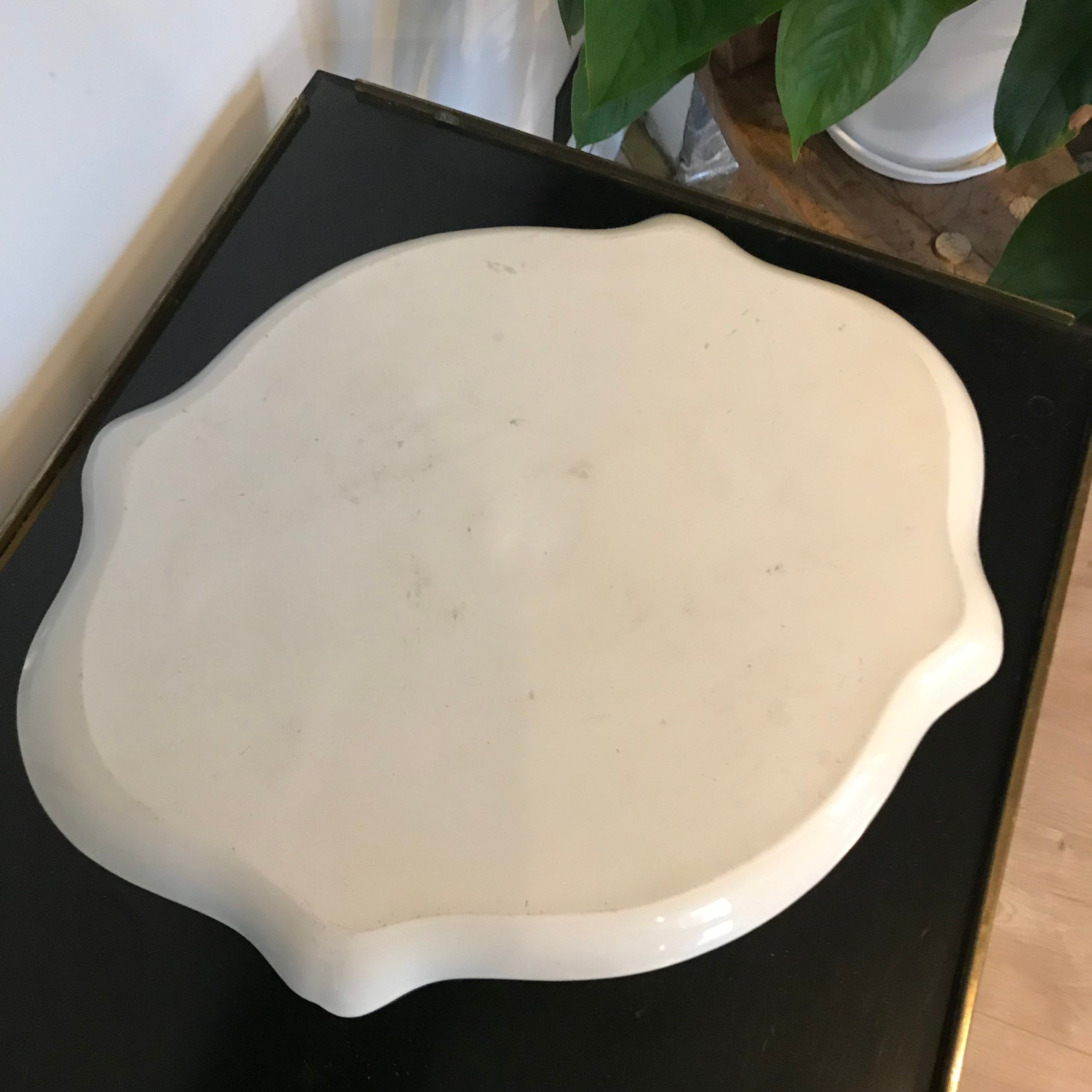 Porcelain cake dish pink and green flower