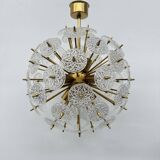 Val Saint Lambert crystal sputnik gold chandelier , 1960’s