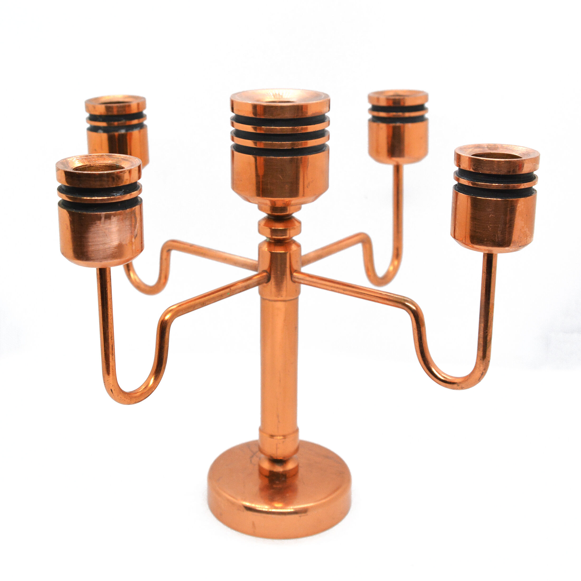 Copper five-arm candlestick Denmark 1960s