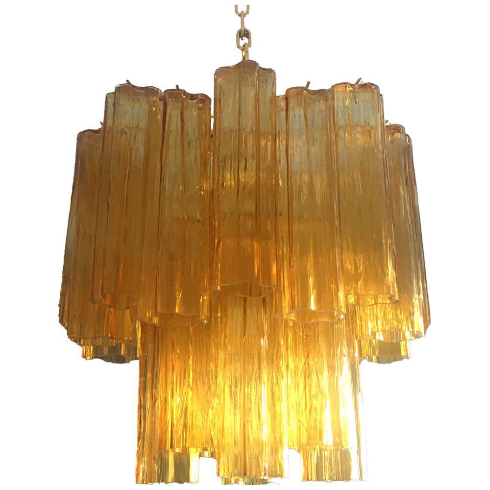 Lustre en verre de murano ambre « tronchi » d50