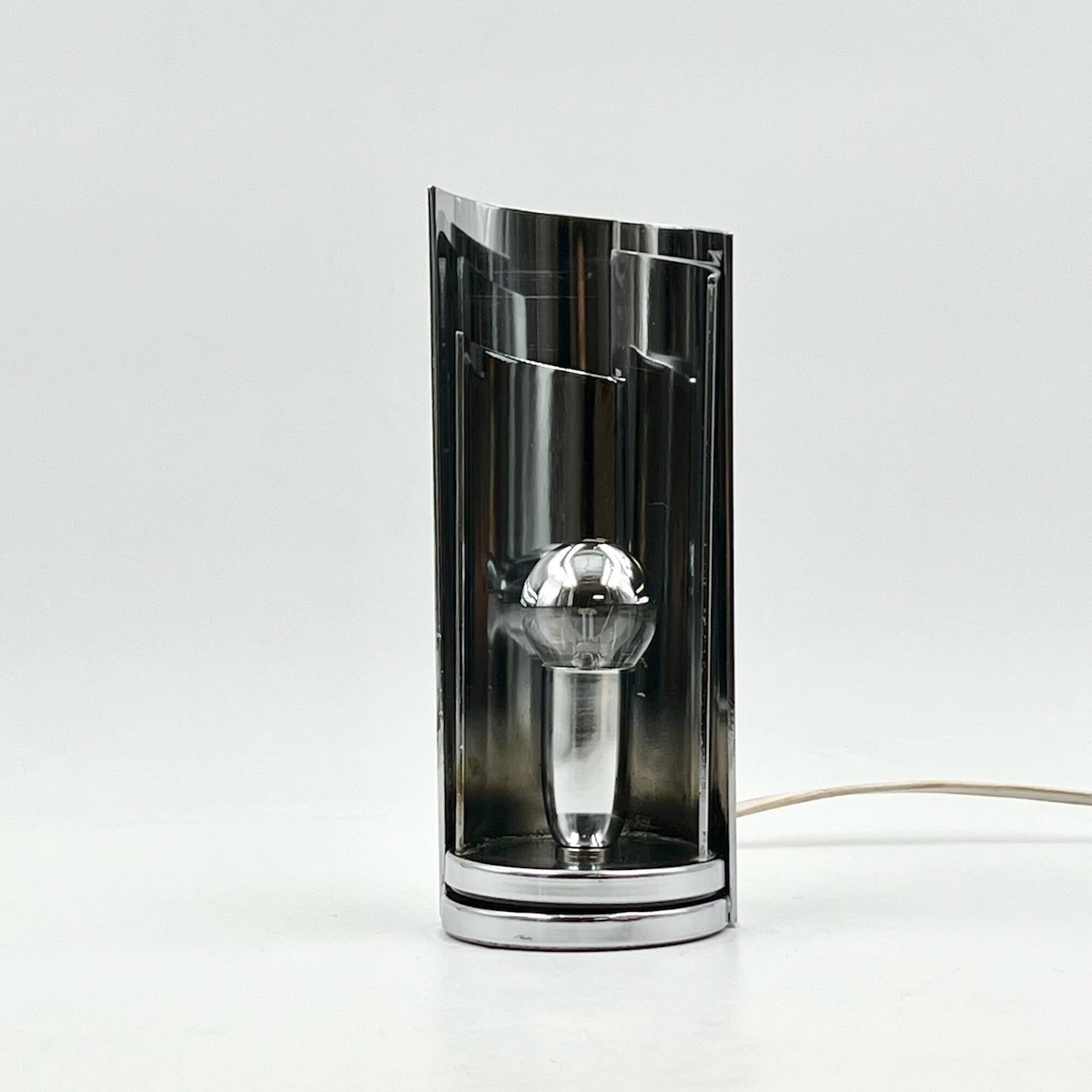Space Age Chrome Metal Table Lamp Selenova TA447, Italy 1970s