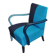 Azure blue Art Deco armchair in wood and cotton, 1920s, fully restored.