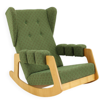 Fauteuil à bascule brutaliste rare des années 1970, Tchécoslovaquie