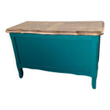 Duck blue and light wood storage chest