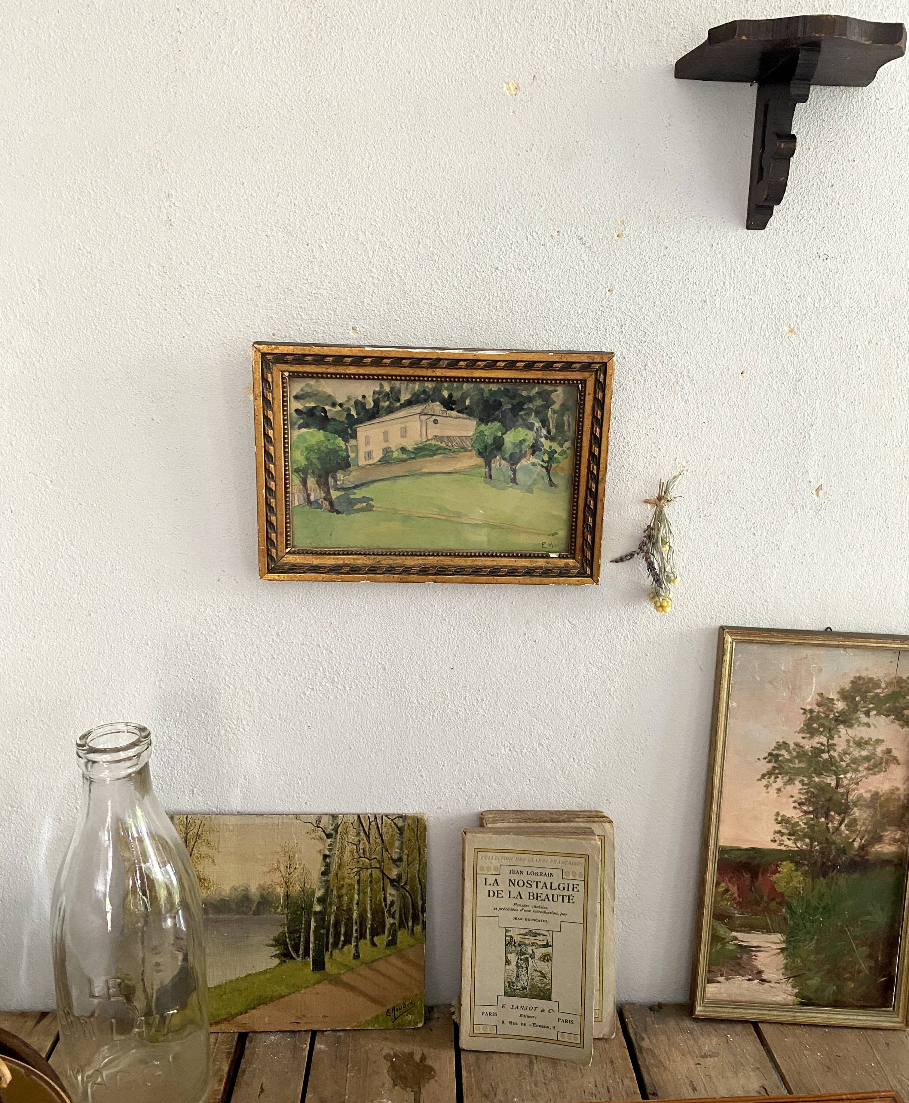 Home drawing, framed and glazed watercolor