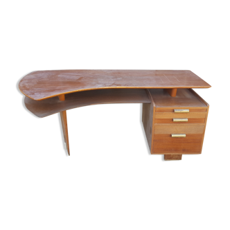 Teck and oak boomerang desk