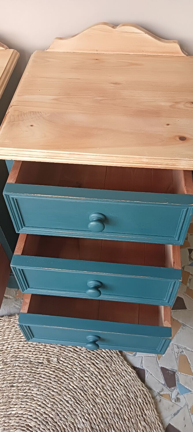 Pair of bedside tables revisited in blue