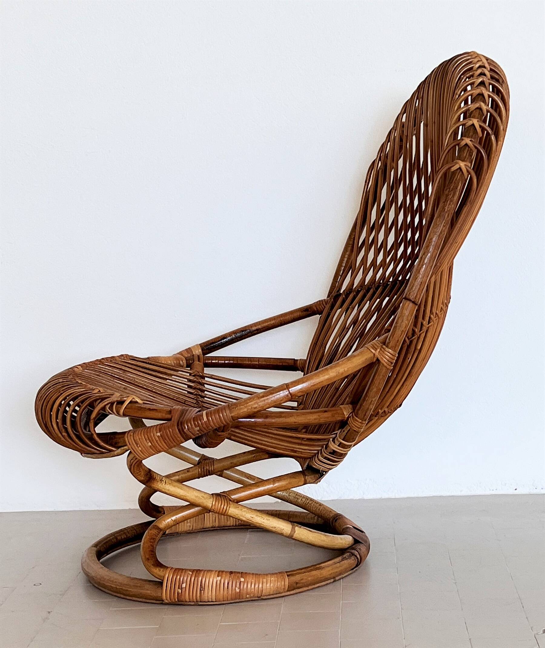 Giovanni Travasa for Bonacina Bamboo Lounge Chair, 1950s