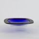 Cobalt blue glass cup gilded relief decoration, rectangular, 1960