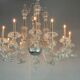 Venetian chandelier in transparent murano glass, 12 arms of light