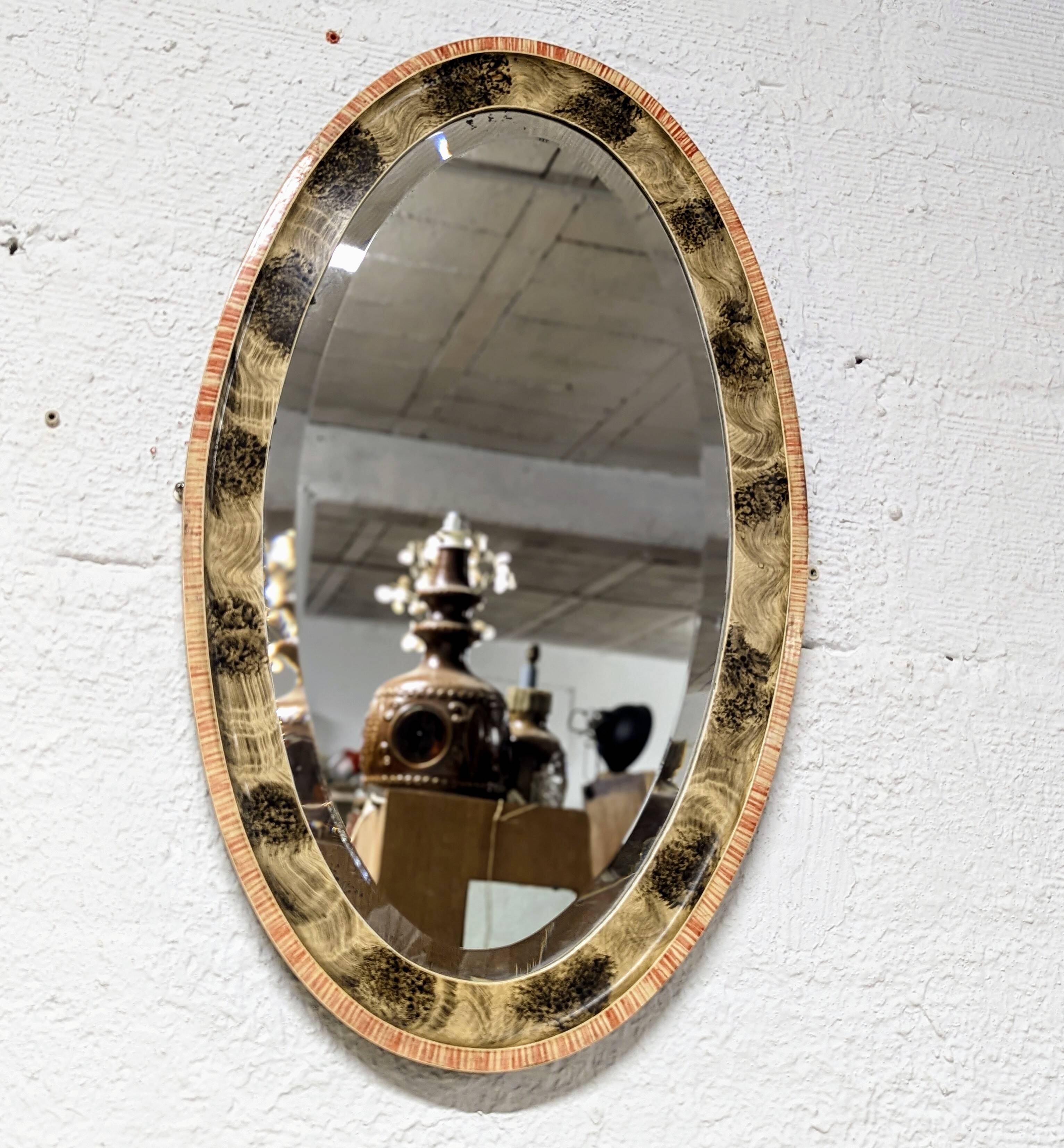 Oval wooden mirror 67x41cm
