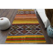 1970s Vintage Turkish Oushak Handmade Wool Cotton Orange Runner Rug 136x327