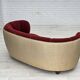 1960s, Danish curved 2-seater sofa, red/beige furniture wool fabric.