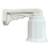 Art Deco porcelain swan neck wall lamp with white opaline glass tulip