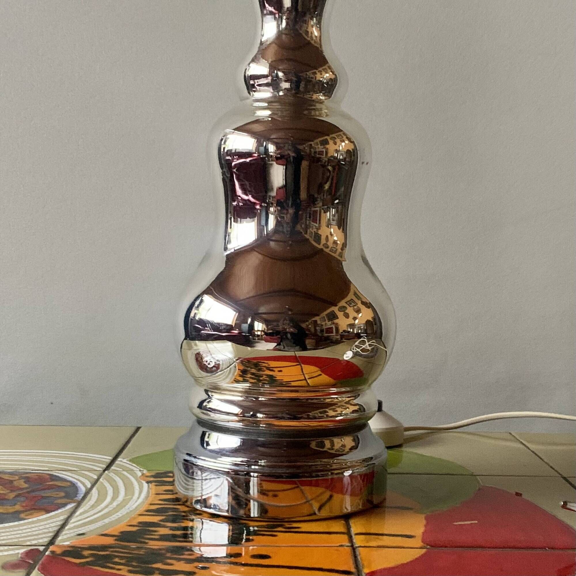 Grand pied de lampe vintage en verre mercuré - 1960.