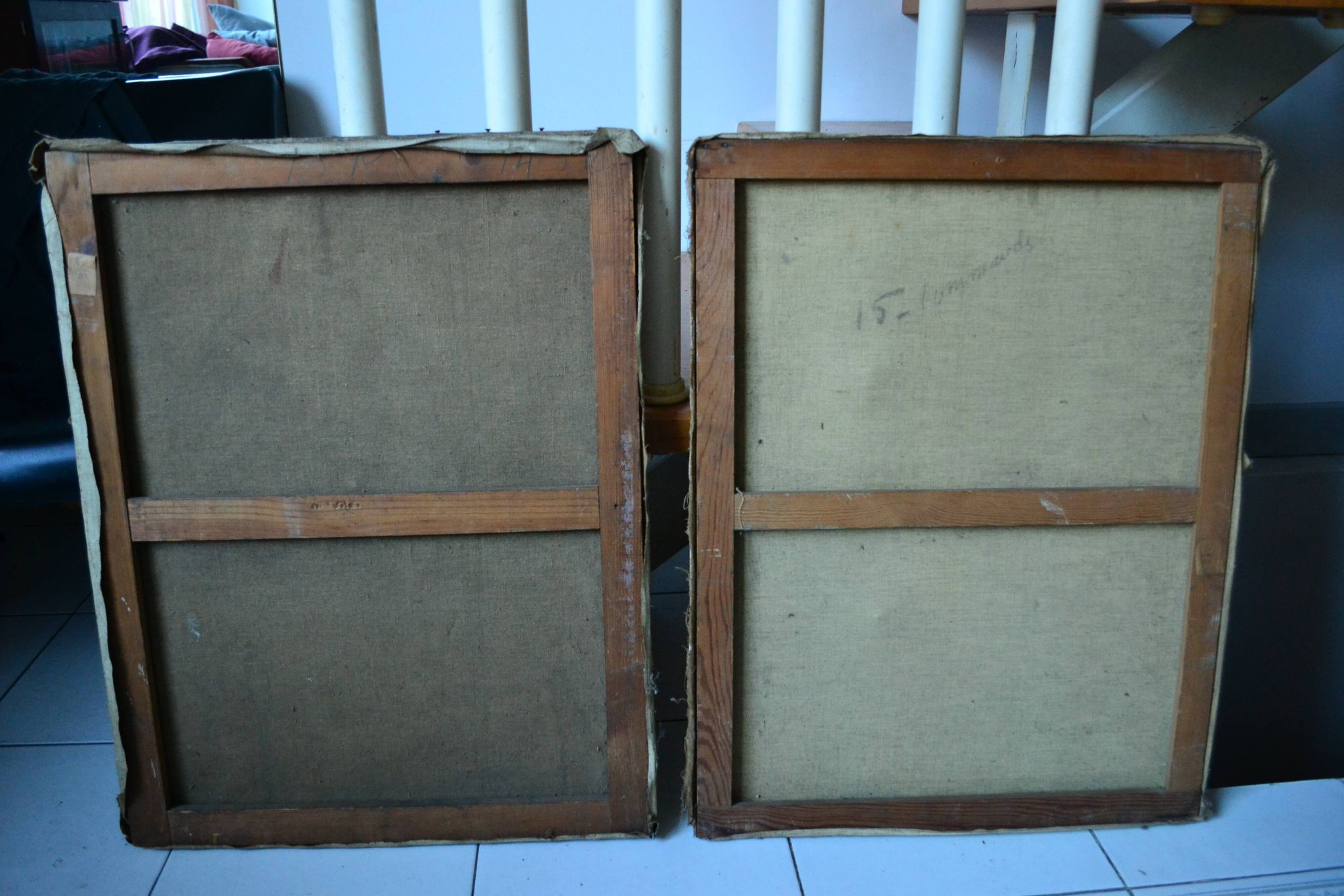 Lot of two oil portraits from the early 20th century by Laurent Delhief