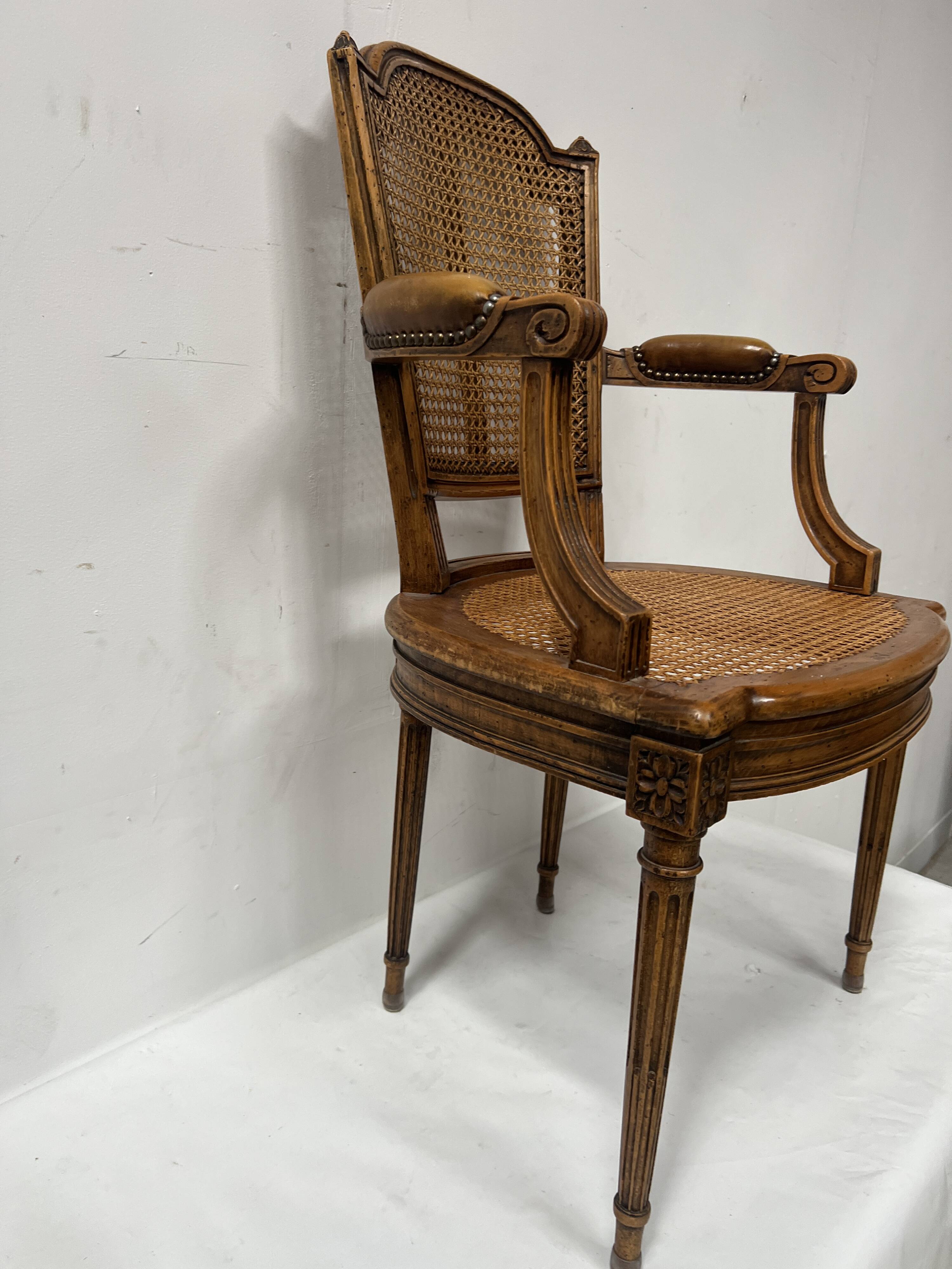 Louis XVI style office chair in stained beech
