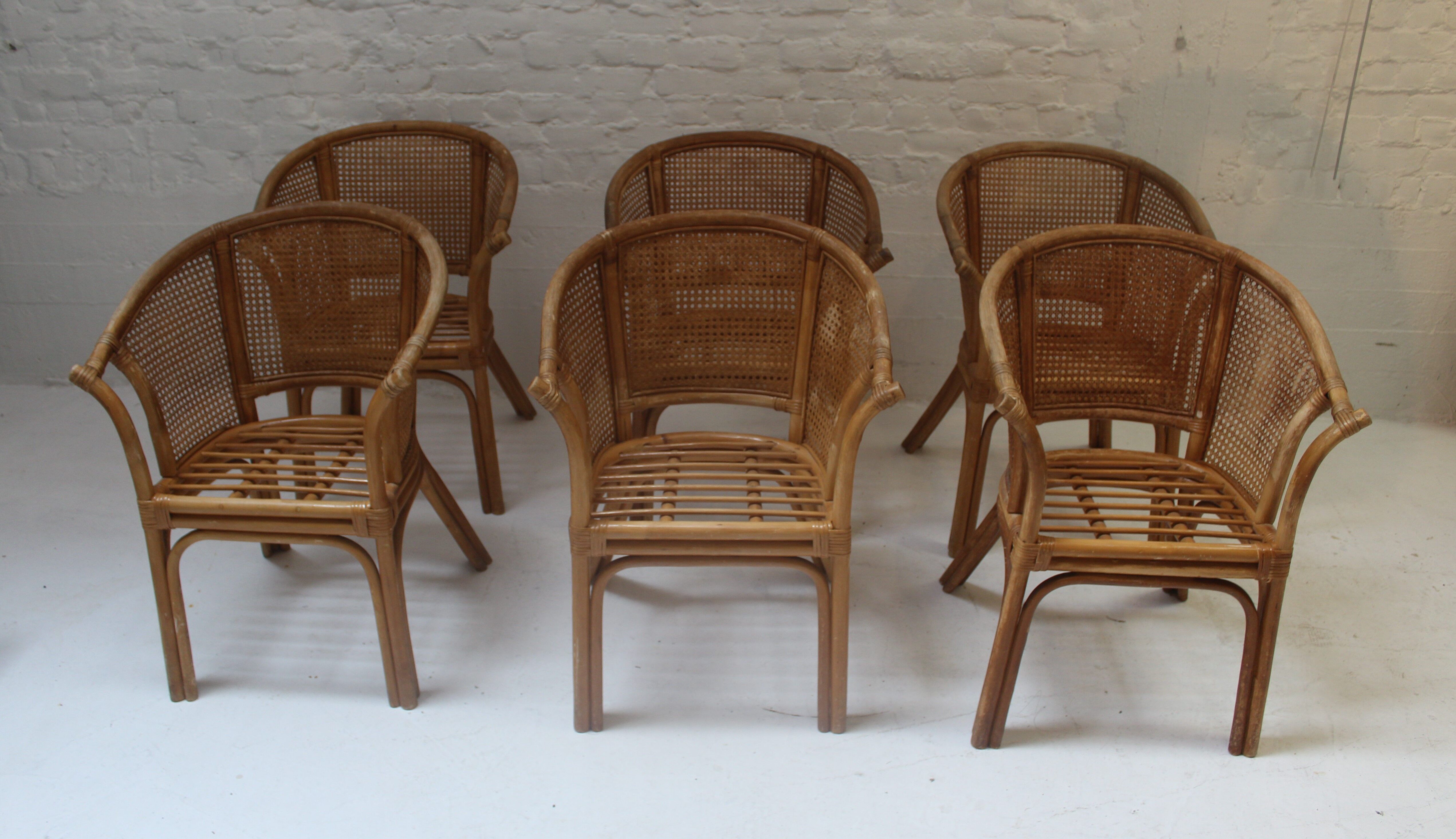 6 chaises ou fauteuils vintage en rotin